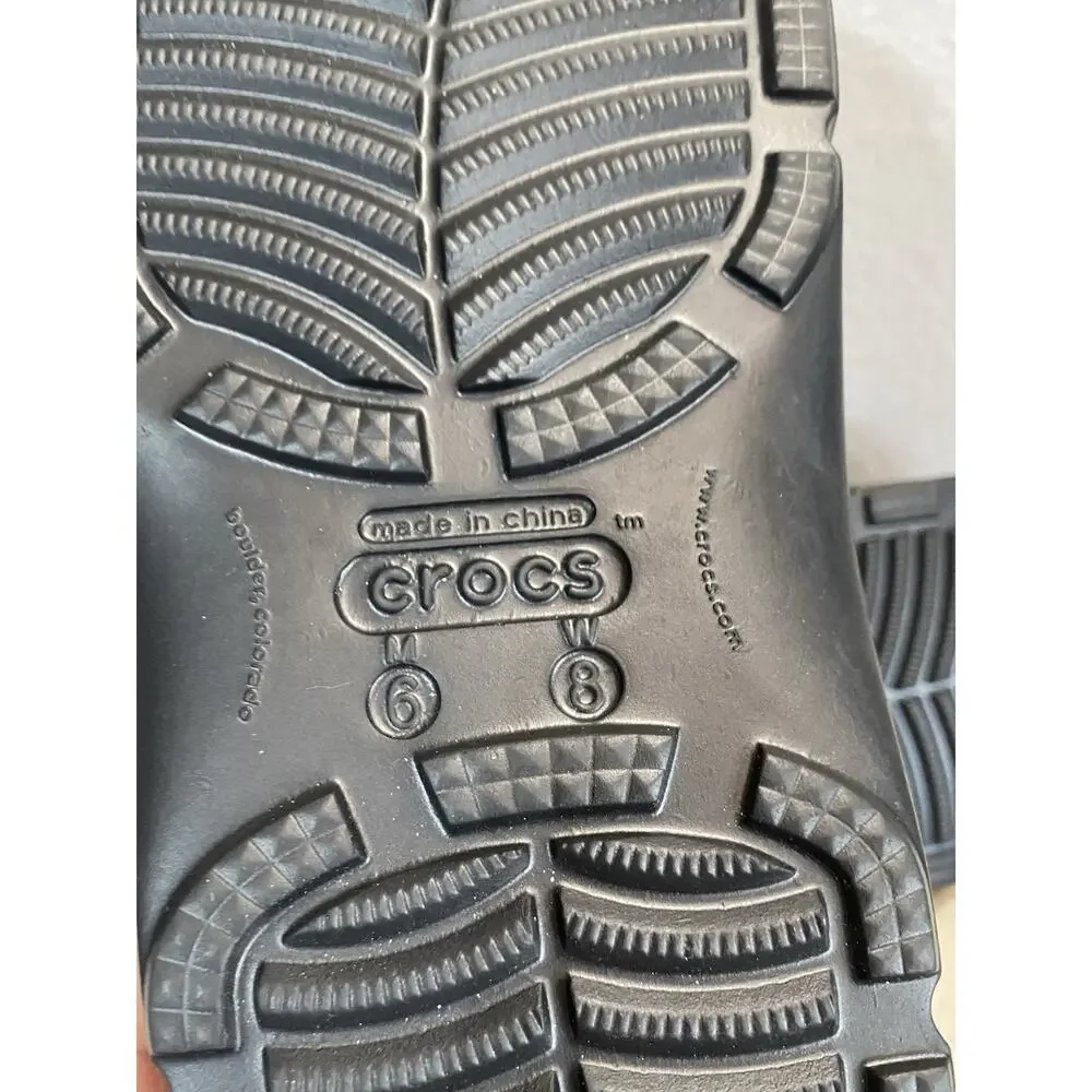 Crocs Fur Lined Slip On With Strap/Unisex/Black/Sz M6, W8 Dual Action Comfort
